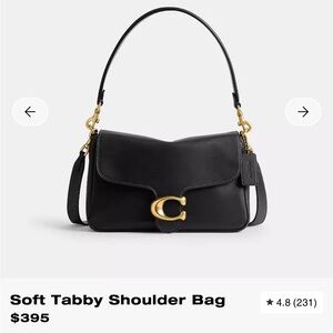 Coach Soft Tabby Shoulder Bag in Black with Gold Accent